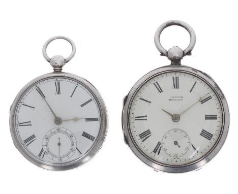 John Donegan, Dublin silver fusee lever pocket watch, Dublin 1862, signed movement, Roman numeral dial, signed plain case, 48