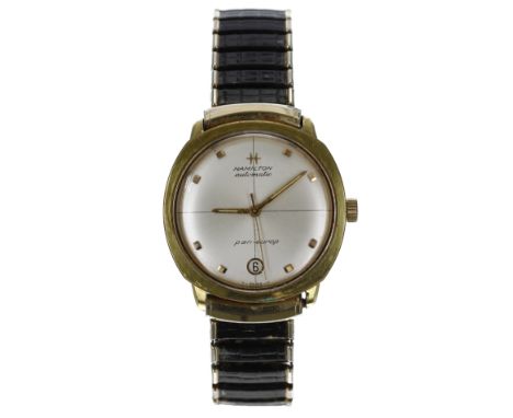 Hamilton Pan-Europ automatic gold plated and stainless steel gentleman's wristwatch, reference no. 64017-4, circular silvered