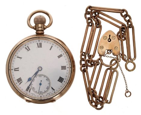 Swiss 9ct lever pocket watch, Birmingham 1922, unsigned 22 jewel movement with compensated balance and regulator, 9ct hinged 