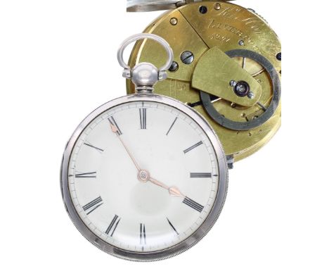 Victorian silver converted lever pocket watch, Chester 1854, the fusee movement signed R'd Hornby, Liverpool, no. 5291, with 