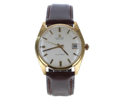 Certina Blue Ribbon 18ct automatic gentleman's wristwatch, reference no. 5810 155, case no. 769xxx, circa 1960s, silvered dia