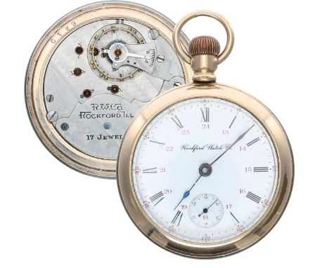 Rockford Watch Co. gold plated lever set pocket watch, circa 1899, signed 17 jewel movement, no. 538974, signed dial with Rom