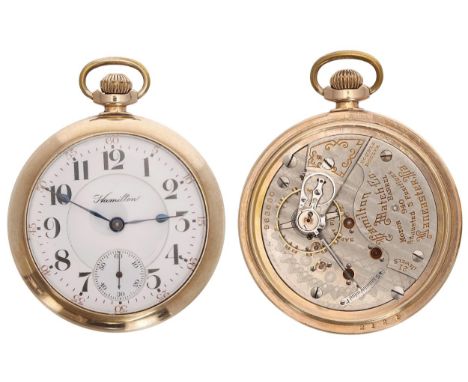 Hamilton Watch Co. 10k gold filled lever set pocket watch, signed 940 21 jewel adjusted 5 positions movement, with double rol