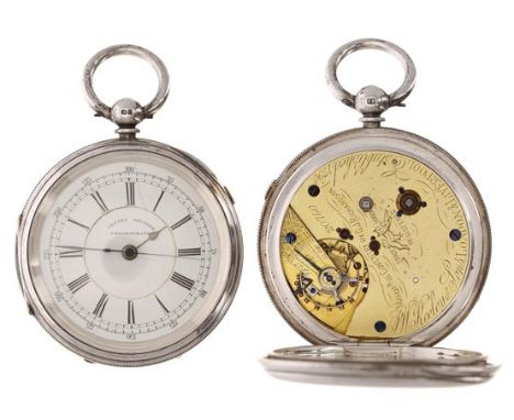 Victorian 'Centre Seconds Chronograph' silver lever pocket watch, Chester 1900, the three quarter plate movement signed 'P.W.