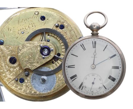 John Roger Arnold, London silver cylinder pocket watch, London 1856, the engraved fusee movement signed J.R. Arnold, London, 
