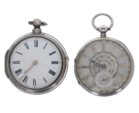 19th century silver verge pair cased pocket watch, London 1830, the fusee movement signed Edw'd Hoy, Whissonsett, no. 48529, 