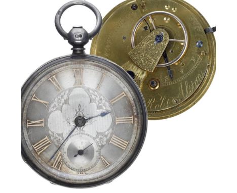 Victorian silver fusee lever pocket watch, Chester 1872, the movement signed Robt Alston, Dunfermline, no. 8438, with gold ba