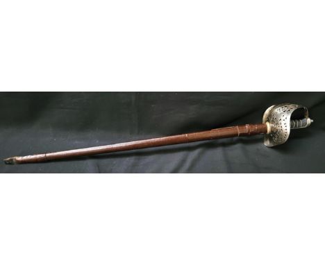 GEORGE V BRITISH ARMY OFFICERS CEREMONIAL SWORD the single fullered blade engraved with 'Crown GR V', the half basket hilt wi