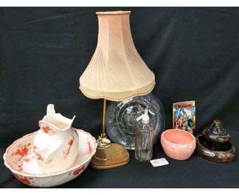 SELECTION OF DECORATIVE COLLECTABLESincluding a large ewer and washbasin on cream ground and with orange foliate decoration, 