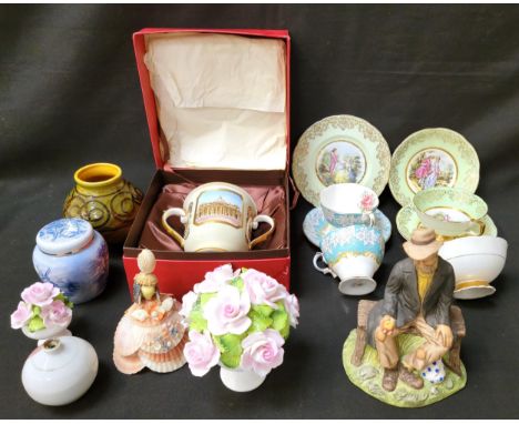 IMPERIAL PART TEASET comprising seven teacups, five saucers and six sideplates, each depicting regency-era couples, on a mint