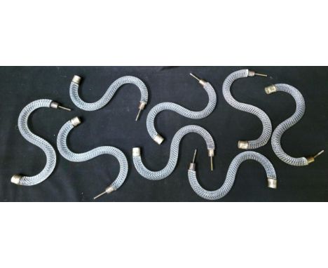 EIGHT VINTAGE GLASS CHANDELIER ARMSof twisted design