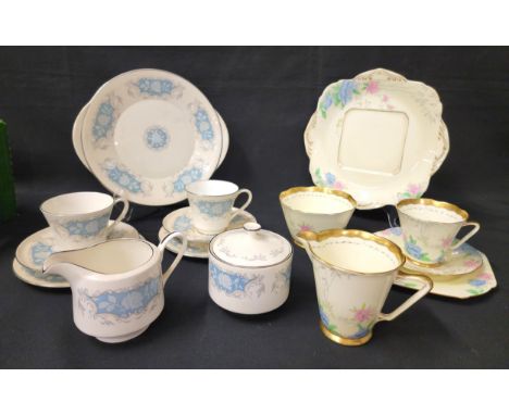 ART DECO 'JUNE' PART TEA SET BY ROYAL GRAFTONcomprising ten cups, twelve saucers, twelve plates. two cake plates, jug and bow