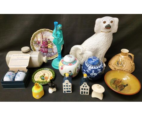 SELECTION OF DECORATIVE CERAMICScomprising a stoneware pig, a decanter to commemorate the Coronation of Queen Elizabeth II, a