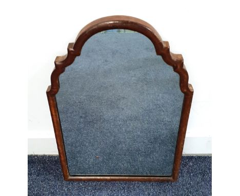 EASEL BACKED WALNUT DRESSING MIRRORwith scalloped edging, 48 x 33cm