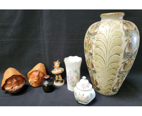 SELECTION OF VINTAGE CERAMICScomprising two Bosson Fisherman wall plaques, Denby stoneware vase by Glen Colledge. 34 cm high;