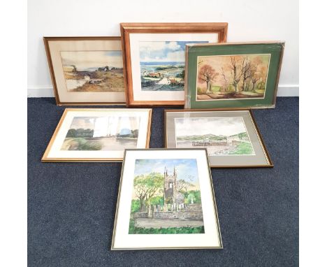 VARIOUS WATERCOLOURS IN FRAMESincluding M. Jackson, Lakeland Landscape, watercolour, signed and dated 1901 (foxing), 30.5 x 4
