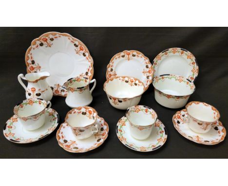 TWO FLORAL AND GILT DECORATED TEA SETScomprising Allertons 'Venus Pattern' - six cups, saucers and side plates, a sandwich pl