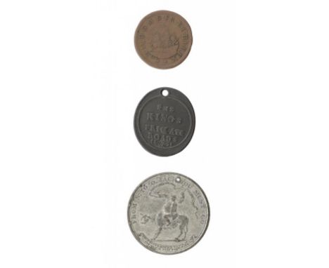 TICKETS AND PASSES.  CHARLES II, TOUCHING CEREMONY, service ticket/pass in copper (unused) Fine; George II, King's Priuate (s
