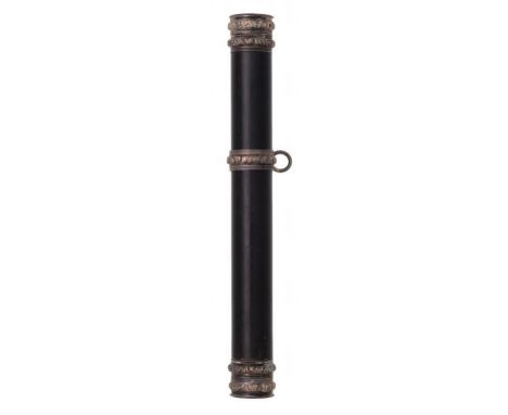 A SCOTTISH SILVER MOUNTED EBONY TIPSTAFF, EARLY 19TH C the foliate chased terminal engraved with crown W.J.M. EDINR with conf