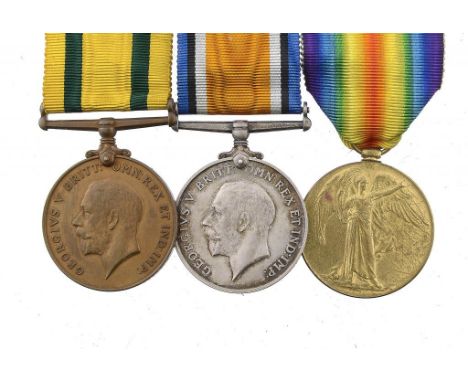 WORLD WAR ONE GROUP OF THREE  British War Medal, Victory Medal and Territorial Force War Medal 1914 PTE R G KERRY 9 LOND R [7