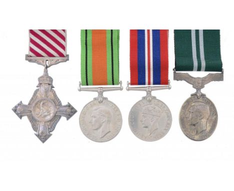 WORLD WAR TWO AFC GROUP OF FOUR  Air Force Cross, reverse officially dated 1945, case of issue, Defence Medal, War Medal and 