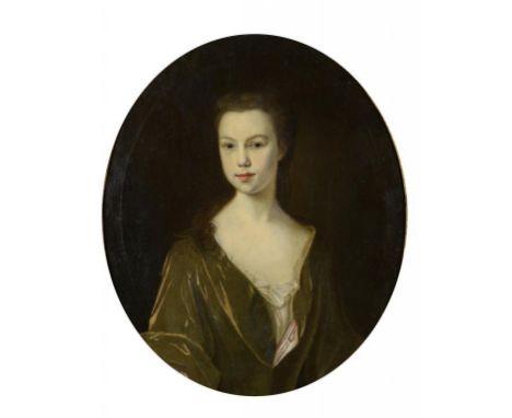 BRITISH SCHOOL, 18TH CENTURY  PORTRAIT OF A LADY TRADITIONALLY IDENTIFIED AS MADAME PESRE  bust length in a green dress, oil 