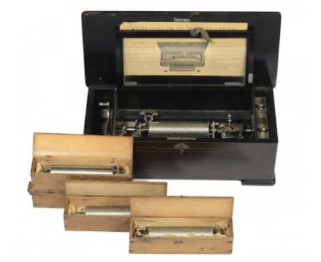 A SWISS INTERCHANGABLE CYLINDER MUSICAL BOX, C1880 numbered on mechanism and   =tune sheet 93672, with nickel plated mechanis