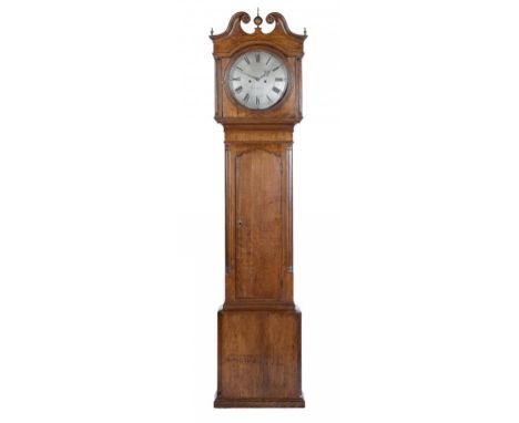 AN OAK  EIGHT DAY LONGCASE CLOCK BY JOHN WHITEHURST, C1780 the round silvered dial  engraved Whitehurst Derby, the case with 