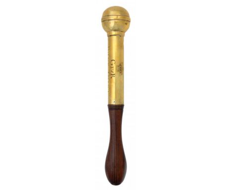 A GEORGE IV BRASS TIPSTAFF, DATED 1824  the solid brass ball finial, engraved with crown and inscribed lengthways GIVR POLICE