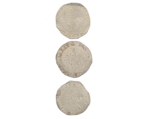 CHARLES I, TOWER ISSUE, SHILLING, 1645,  5.9gm, weak portrait, Fine+; HalfCrown, 14.65gm, Fine+, another, 15.6gm, Fine [3]