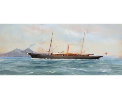DE SIMONE, FL LATE 19TH/EARLY 20TH CENTURY PORTRAIT OF THE STEAM YACHT "PORTIA" IN THE BAY OF NAPLES    signed, dated 1907 an