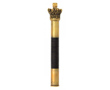 A VICTORIAN BRASS AND EBONY STANDARD PATTERN INSPECTOR'S TIPSTAFF PRPOBABLY  BY PARKER, FIELD & SONS,   18.5cm  ++Light dents