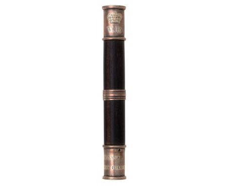 A SCOTTISH VICTORIAN SILVER MOUNTED EBONY TIPSTAFF the terminals engraved with  crown and VR,   inscribed LIEUTENANT OF EDINB