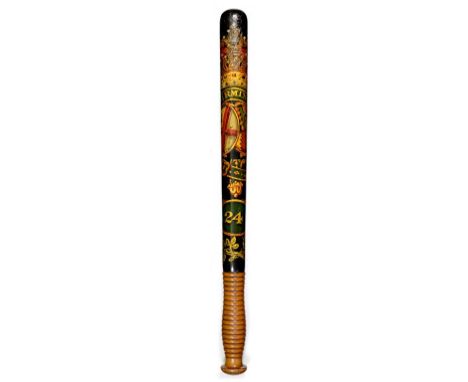 A VICTORIAN PAINTED WOOD LONDON AND BIRMINGHAM RAILWAY TRUNCHEON BY PARKER  richly painted in polychrome with crown and arms 