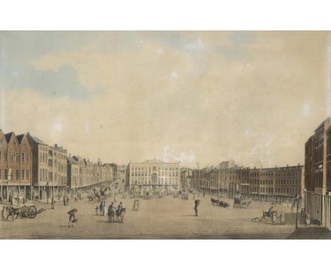 THOMAS SUTHERLAND (1785-1838) AFTER R T BUTTERY (FL 1820-1830) NOTTINGHAM MARKET PLACE   aquatint, 1824, 50 x 73.5cm, bird's 