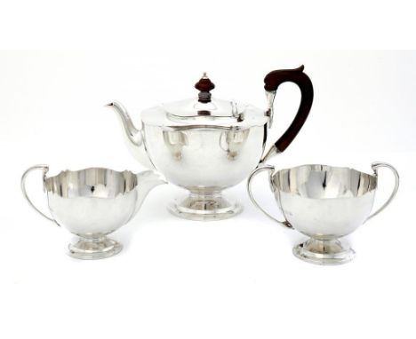 A GEORGE V SILVER TEA SERVICE  teapot 18cm high, by Wilson & Sharp,  Birmingham 1918, 38ozs gross ++In fine condition, no eng