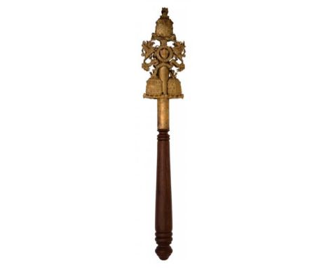 A VICTORIAN GILTMETAL TIPSTAFF applied to either side with die stamped arms of the City of London, inscribed GUILDHALL 1868 b