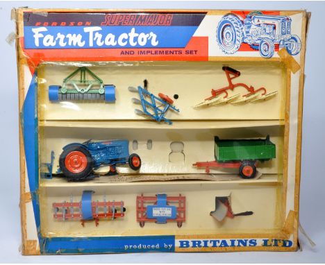 Britains 1/32 Vintage Farm issue comprising No. 9597 Fordson Super Major Farm Tractor and Implements Set. Comprising Fordson 
