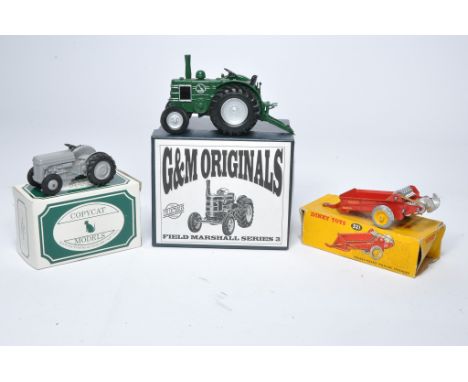 G&amp;M Originals 1/32 hand-built Field Marshall Series 3 Tractor with Boughton winch, plus Dinky Toys Manure spreader and Co