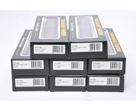 N Gauge Model Railway comprising 9 boxed GNER Coaches from Graham Farish. Look to be without obvious sign of fault in boxes, 