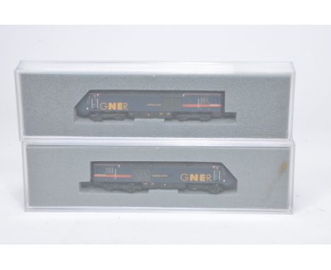 N Gauge Model Railway comprising No. 371-480 HST 125 GNER Locomotive (plus dummy) from Graham Farish. Look to be without obvi