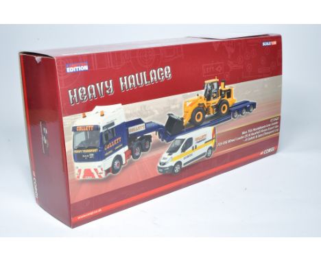 Corgi 1/50 diecast model truck comprising Limited Edition Heavy Haulage issue CC134272 Man TGA Nooteboom Low Loader JCB 456 W