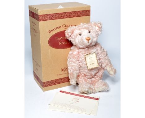A boxed Steiff British Collector's 1997 Rose 38 Teddy Bear Limited Edition 1353 of 3000 pieces. 38cm (15") in height, rose co