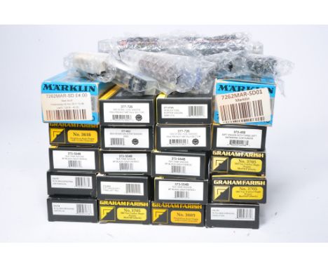 N Gauge Model Railway comprising boxed rolling stock / wagons from Graham Farish plus loose issues and accessory items. 
