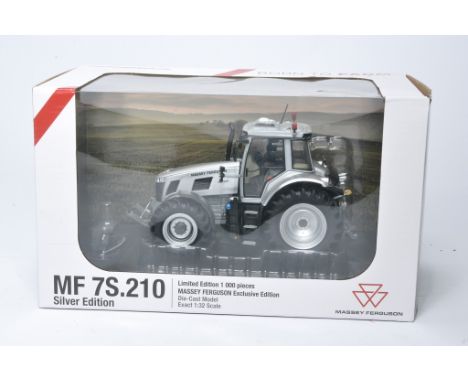 Universal Hobbies 1/32 diecast farm model issue comprising Massey Ferguson 7S.210 Silver Edition Tractor. Unopened hence exce