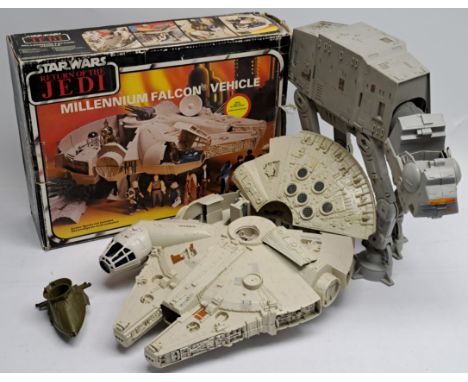 Kenner Star Wars incomplete vintage Millennium Falcon, AT-AT in mixed lot. Poor to Poor plus