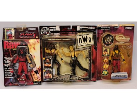 Jakks Pacific WWE Sealed Kane action figures mixed lot. Packaging fair to fair plusNWO (New World Order) Kane & Kevin Nash. C