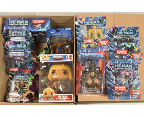 Quantity of Mattel Masters of the Universe modern issue figures and vehicle, to include Talon Fighter, Power Attack Skeletor,