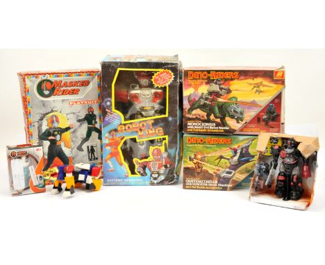 Quantity of figures &amp; robots, to include Action-GT Dino-Riders, Battery Operated Robot King, and others, Fair to Good, un