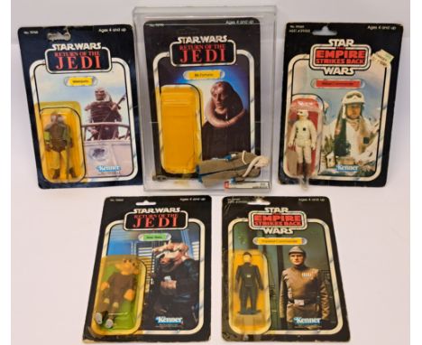 Kenner Star Wars damaged packaging vintage carded figures mixed lot. Bib Fortuna, Rebel Commander, Ree-Yees etc. Poor to poor